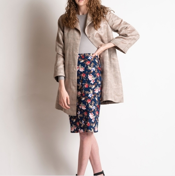 Eileen Fisher Disguise Jacquard Jacket Coat Buttercream Blush S - Picture 2 of 8